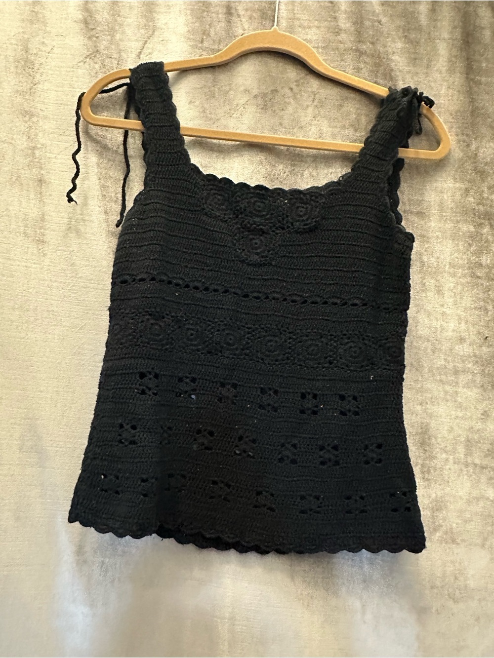 Black Crochet Knit Tank Top - Women's Sleeveless Summer Shell